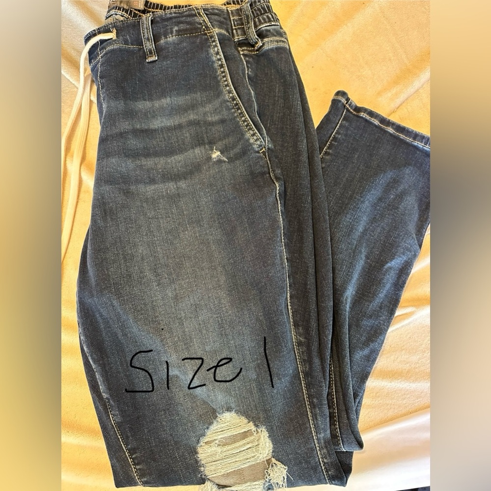 Tie waist cropped distressed jean